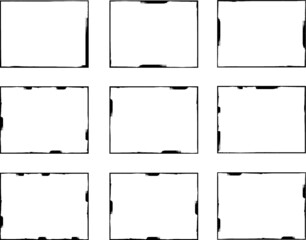 Vector Frames. rectangles for image. distress texture . Grunge Black borders isolated on the background . Dirt effect . geometric shapes for your design