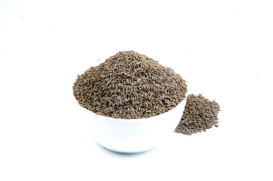 indian spices cumin seeds isolated.
