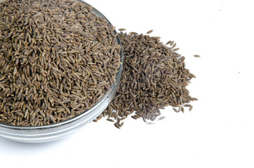 indian spices cumin seeds isolated.