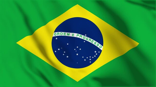 Waving flag loop. National flag of Brazil