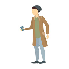 Cartoon Color Character Homeless Person and Glass. Vector