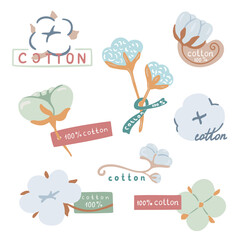 Set of logo with Hundred percent cotton
