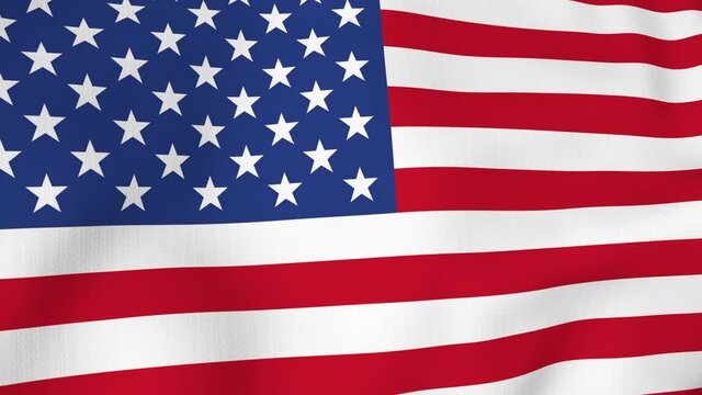 USA American flag waving in the wind. America strong. 4K 3D Animation.