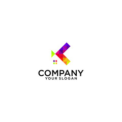 K logo design in vectors for construction, houses, real estate, buildings, property. Minimal trendy awesome professional logo template design with white background.