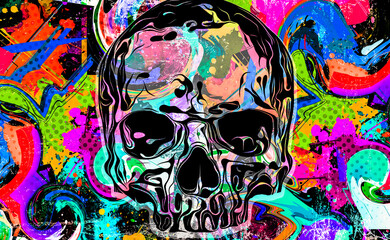 abstract colorful background with skulls © reznik_val