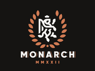 Lion modern logo. King heraldic emblem design editable for your business. Vector illustration.