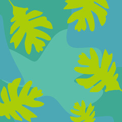 Fototapeta na wymiar Exotic pattern with tropical leaves. Background vector.
