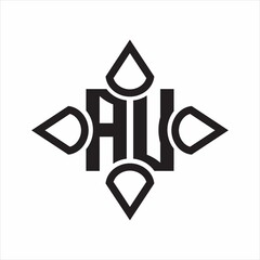 AU Logo monogram with four cone rounded by the shape design template on white background