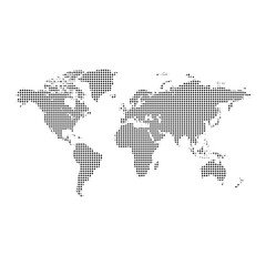 Fototapeta na wymiar Vector illustration of a world map with dot model.
