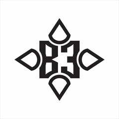 BE Logo monogram with four cone rounded by the shape design template on white background