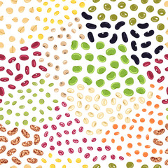 Seamless pattern of beans and legumes. Kitchen, cooking print.