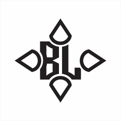 BL Logo monogram with four cone rounded by the shape design template on white background