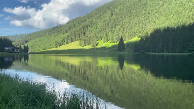 Styrian Bodensee in the Styrian Tauern - Austria. The lake is 1.143 meters above sea level in the Seewigtal valley. The place without  tourists after the coronavirus pandemic.