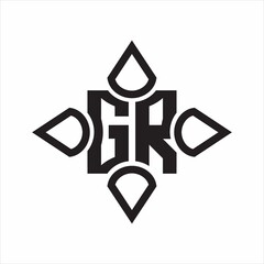 GR Logo monogram with four cone rounded by the shape design template on white background