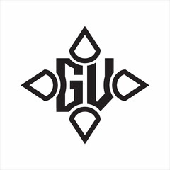 GV Logo monogram with four cone rounded by the shape design template on white background