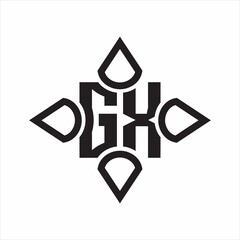 GX Logo monogram with four cone rounded by the shape design template on white background