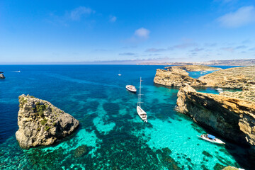 Fototapeta na wymiar Malta, Comino island, panoramic view of the cliffs and the sea