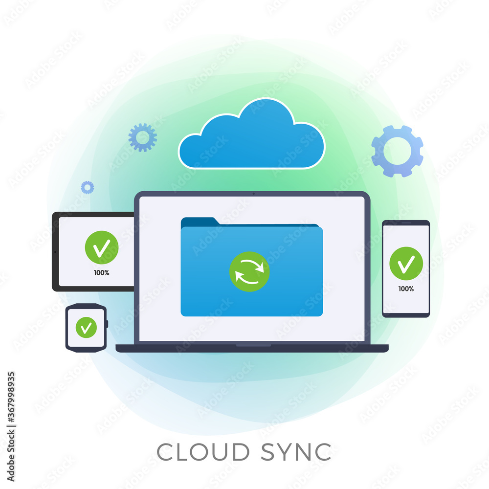 Poster cloud sync flat vector icon. personal data backup, cloud computing storage network connected and syn