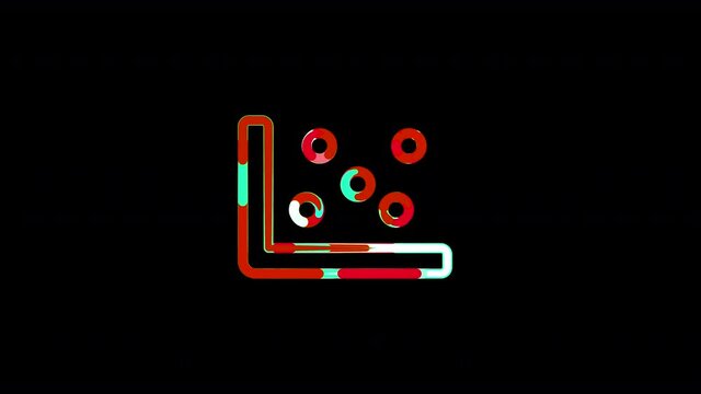 Circles gather in symbol chart scatter. After it crumbles in a line and moves to the camera. Alpha channel black
