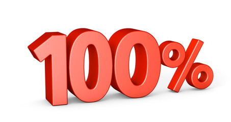 One hundred percent. 100% red. 3d render