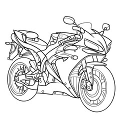motorcycle sketch, coloring, isolated object on white background, vector illustration,