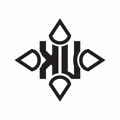 KU Logo monogram with four cone rounded by the shape design template on white background