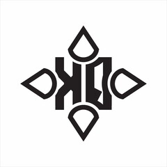 KQ Logo monogram with four cone rounded by the shape design template on white background