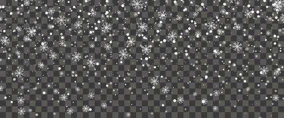 Snowfall and falling snowflakes