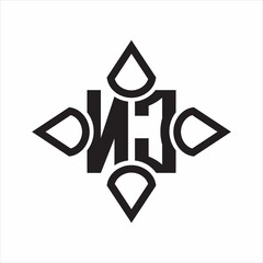 NC Logo monogram with four cone rounded by the shape design template on white background