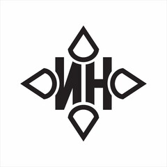 NH Logo monogram with four cone rounded by the shape design template on white background