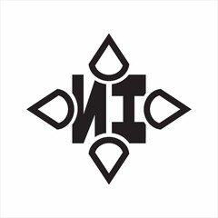 NI Logo monogram with four cone rounded by the shape design template on white background