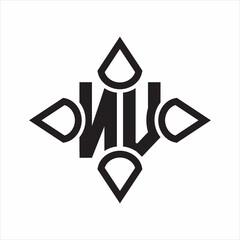 NV Logo monogram with four cone rounded by the shape design template on white background