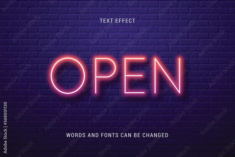 Fototapete shiny text effect 100% editable isolated on brick background vector image