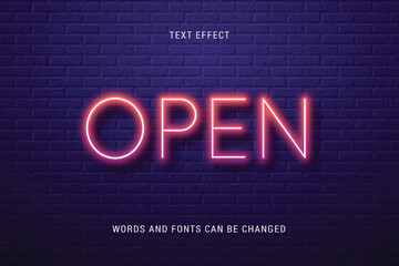 Shiny text effect 100% editable isolated on brick background vector image © Axelzonecreative