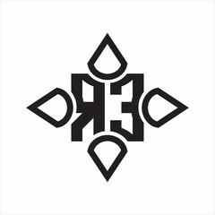 RE Logo monogram with four cone rounded by the shape design template on white background