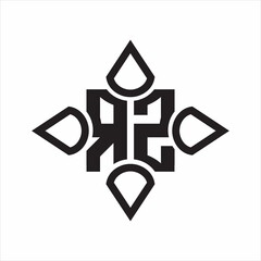 RZ Logo monogram with four cone rounded by the shape design template on white background