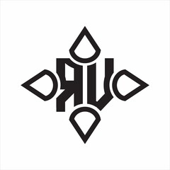 RV Logo monogram with four cone rounded by the shape design template on white background