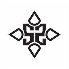 SZ Logo monogram with four cone rounded by the shape design template on white background