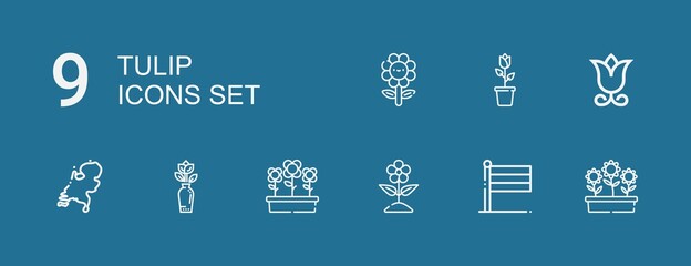 Editable 9 tulip icons for web and mobile
