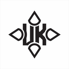 UK Logo monogram with four cone rounded by the shape design template on white background