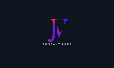 Abstract creative minimal and unique alphabet letter icon logo JV