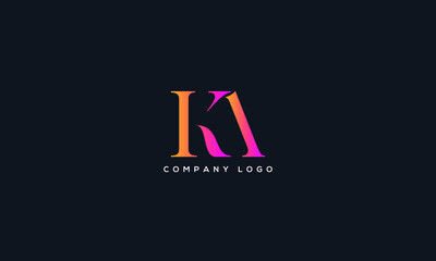 Abstract creative minimal and unique alphabet letter icon logo KA - obrazy, fototapety, plakaty