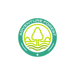 Beauty logo badge adventure logo design inspiration,
mountain illustration outdoor forest template