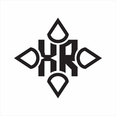 XR Logo monogram with four cone rounded by the shape design template on white background