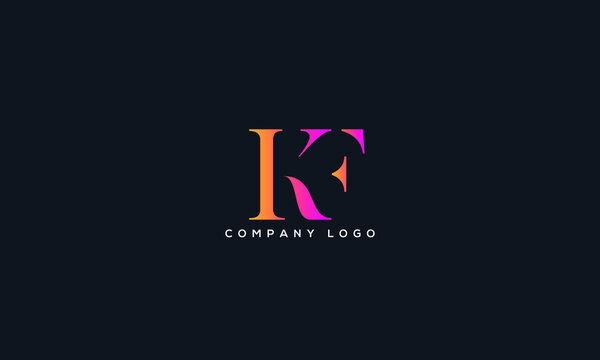 Abstract creative minimal and unique alphabet letter icon logo KF