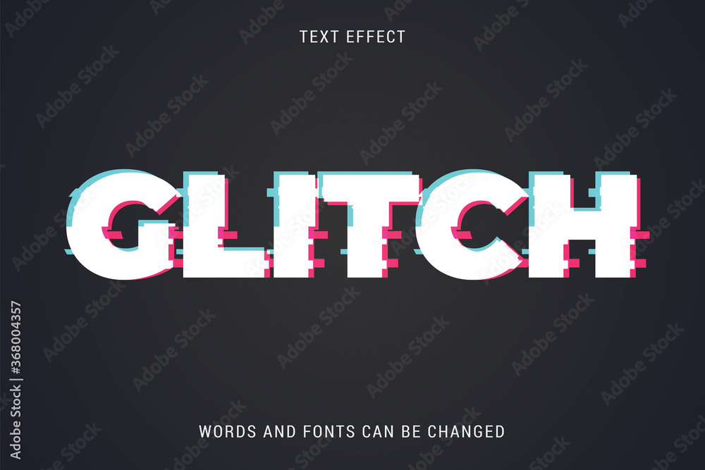 Wall mural glitch text effect 100% editable vector image