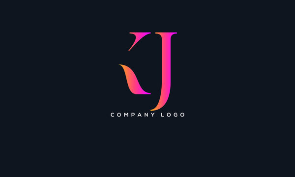 Abstract creative minimal and unique alphabet letter icon logo KJ