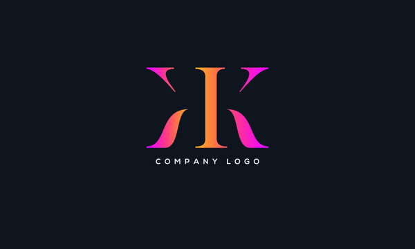 Abstract creative minimal and unique alphabet letter icon logo KK