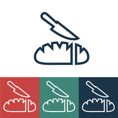 Obraz premium Linear vector icon with sliced bread