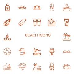 Editable 22 beach icons for web and mobile